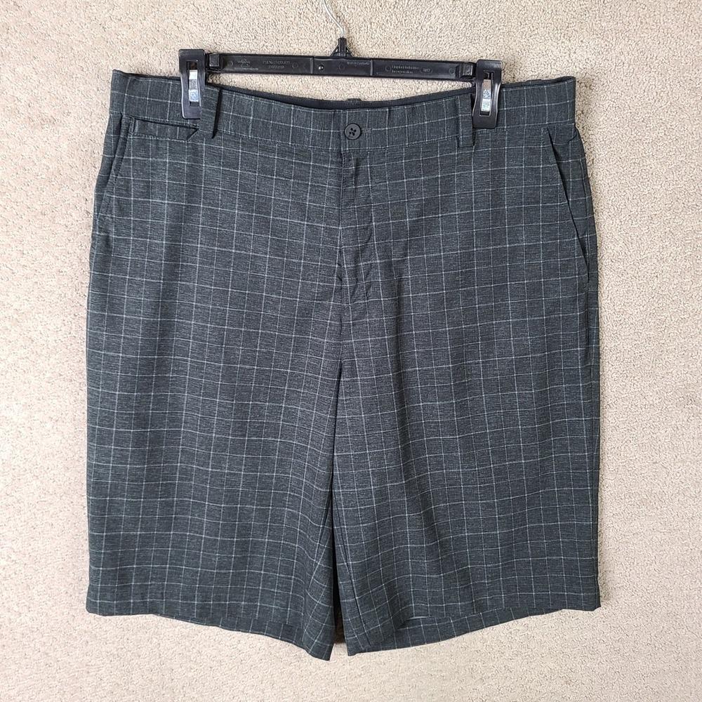 Nike Golf Shorts Mens 34 Gray Plaid Tour Performance Dri-Fit Athletic Chino
